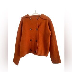 The J. Peterman Company 100% Wool double breasted jacket Medium Orange old money